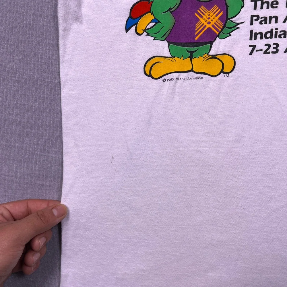VTG 1987 Pan American Games Parrot Graphic T Shirt Mens Large Logo 7‎ Tee